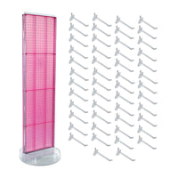 Azar - Présentoir de sol à panneau perforé pivotant Studio Base - 60 po x 16 po - Rose-Comprend un porte-enseigne en T qui peut être fixé au sommet du présentoir à panneau perforé