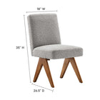 Modway - Lyra Tissu Boucle Fauteuil d’appoint de la salle à manger Ensemble de 2 - Gris clair-Cadre en contreplaqué, pieds en caoutchouc