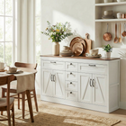 HOMCOM - Buffet de style ferme 55 po avec portes de grange et tiroirs - blanc-Personnalisez votre espace avec des étagères réglables à trois niveaux pour les grandes casseroles 