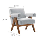 Modway - Lyra Tissu Fauteuil - Tissu gris clair-Coussins non amovibles