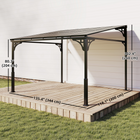 Outsunny - Pergola d’extérieur 11 pi l x 10 pi L - gazebo adossé à toit rigide mural-Le toit en PC de 0,28 po (7 mm) bloque les rayons UV pour une utilisation extérieure plus sûre