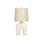 Monarch Specialties - Luminaire - 25 po H Lampe De Table - Résine Crème - Abat-Jour Beige - Moderne-Avec un design distinctif en forme d'arche, cette lampe de table moderne et élégante de 25 pouces de haut, avec une base en résine crème, un abat-jour tambour effilé en lin beige et une finition avec un fleuron noir, ajoute un grand impact dans une pièce