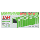 JAM Paper - Agrafes colourées - format standard - vert émeraude - Paquet de 5000-Taille : Standard (0,5 x 0,25 pouces) | 1/2 pouce de large et 1/4 pouce de long