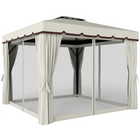 Outsunny - Pavillon de patio extérieur 10 pi l x 10 pi L avec parois latérales - blanc crème-Tente de gazebo extérieur 10 po x 10 po avec un sommet de 9 po de hauteur