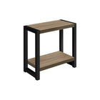 Monarch Specialties - 2083 Table D'Appoint - 22 po H/Taupe Fonce/Metal Noir-Table d'appoint à 2 niveaux avec une surface épaisse et rectangulaire et une tablette fixe dans une finition aspect bois taupe foncé avec une texture de grain de bois
