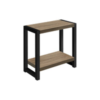 Monarch Specialties - 2083 Table D'Appoint - 22 po H/Taupe Fonce/Metal Noir-Table d'appoint à 2 niveaux avec une surface épaisse et rectangulaire et une tablette fixe dans une finition aspect bois taupe foncé avec une texture de grain de bois