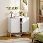 HOMCOM - Buffet moderne 31,5 po L avec portes rainurées - blanc-Une étagère réglable sur 3 niveaux permet d’adapter le rangement aux objets de différentes hauteurs 