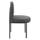 Modway - Isla Chenal Touffé Tissu rembourré Fauteuil d’appoint de salle à manger - Charbon noir-Accents touffés de canal