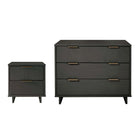 Manhattan Comfort Granville Modern Dresser and Nightstand Set - Dark Grey-Modern-Contemporary with a taste of Glam Bedroom Dresser Set. Includes 1 Dresser and 1 Nightstand.