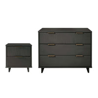 Manhattan Comfort Granville Modern Dresser and Nightstand Set - Dark Grey-Modern-Contemporary with a taste of Glam Bedroom Dresser Set. Includes 1 Dresser and 1 Nightstand.