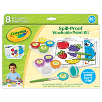 Crayola - Kit de peinture lavable anti-éclaboussures-ENSEMBLE DE PEINTURE POUR TOUT-PETITS : L'ensemble de peinture anti-éclaboussures Crayola comprend 8 peintures anti-éclaboussures lavables dans des pots réutilisables, 3 pinceaux, 2 plateaux de peinture et 40 pages d'activités éducatives amusantes.