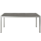 Modway - Shore Terrasse extérieure Aluminium Table à manger, Gris argenté-Cadre en aluminium anodisé