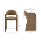 Modway - Talia 37 pouces Cuir végane Tabouret de comptoir - Taupe-Conception du canon arrière courbé