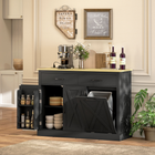 HOMCOM - Buffet style ferme avec station de charge et rangement poubelle dissimulé - noir-Porte inclinable à 4 positions jusqu'à 30° pour un accès facile 
