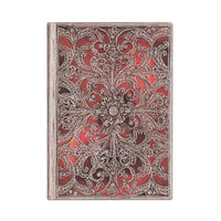 Paperblanks - Carnet Flexi à Courverture Souple Midi Ligné - Grenat Filigrane Argenté-176 pages, 21 lignes par page