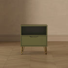 Manhattan Comfort - Table de nuit Avira 20" style mid-century moderne à 1 tiroir - Vert olive-Assemblage à domicile requis Tout le matériel inclus