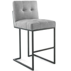 Modway - Privy Acier inoxydable noir Tissu rembourré Tabouret de bar - Noir Gris clair-Tabouret de bar Glam Deco
