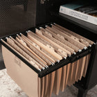 Sauder - La Collection Tiffin Line Bureau ministre - Finition Raven Oak-Un système de gestion des cordons comprend deux œillets de bureau et des passages pour cordons