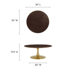 Modway - Lippa Rond de 36 po Bois Table basse - Noyer cerise doré-Placage en grain de bois et plateau de table en MDF