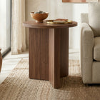 Hudson&Canal - Table d'appoint ronde Anders de 50 cm de largeur, , noyer satiné-Finition en noyer satiné aspect bois
