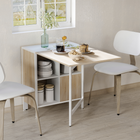 HOMCOM - Table à manger pliante à abattant 67 po avec étagères de rangement pour 4 personnes - chêne-C’est un choix judicieux pour une petite cuisine, une salle à manger ou tout autre espace limité