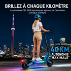 Gyrocopters - Trottinette électrique Sceptre pour adultes et adolescents - Vitesse 38 km/h - Autonomie 40 km - Application - Noir-Un moteur d'une puissance de crête de 800 W offre une accélération vive et quasi silencieuse digne d'un roi, venant à bout de pentes à 20 % sans perdre d'élan
