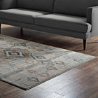 Modway - Jenica Diamant abstrait tribal marocain vieilli Tapis de 5 pi l x 8 pi L - Argent, bleu, beige et brun-Dessous en caoutchouc de prise