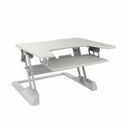 Support poste de travail assis debout TygerClaw (TYDS14014)-Le plateau clavier ergonomique maintient un décalage de hauteur entre le clavier et le moniteur pour éviter les tensions cervicales sans réglages manuels en position assise ou debout