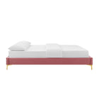 Modway - Sutton Performance Velvet Cadre de lit complet, Rose poussiéreuse-Velours de performance résistant aux taches