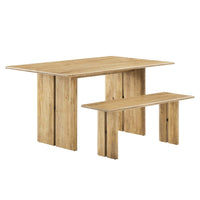 Modway - Amistad Bois de 60" Table à manger et ensemble de banc - Chêne-Table à manger moderne et banc