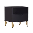 Manhattan Comfort - Table de nuit Avira 20" style mid-century moderne à 1 tiroir - Noir-Des pieds en métal élégants apportent une touche contemporaine et un soutien solide