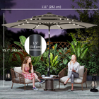 Outsunny - Parasol de patio avec lumières solaires et housse - 9,3 pi - gris-Livré avec une housse de protection pour prolonger la durée de vie du parasol