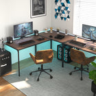 Homy Casa - Bureau d'ordinateur minimaliste 47,2" - finition noyer-Structure métallique durable : Le cadre en métal robuste assure une solidité et un soutien à long terme, rendant ce bureau fiable pour un usage quotidien