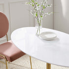 Modway - Lippa Ovale de 48 po Bois Table à manger, Or Blanc-Sièges 4