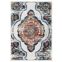 Modway - Entourage Médaillon vintage fleural vintage Malia Tapis de comédie 8 pi l x 10 pi L - Multicolore-Tapis d’espace à médaillons vintage floraux vintage vieillis