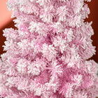 HOMCOM - Snow Flocked Pencil Artificial Christmas Tree with Steel Base Pink-Les branches ignifuges ne risquent pas de prendre feu ou de causer de graves dommages domestiques 