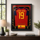 Frameworth Official FIFA World Cup 2026 Spain Lamine Yamal Framed Replica Jersey - 25.75" x 33.75"-Finished size 25.75" x 33.75", a vertical display sized for living rooms, offices, fan caves and sports rooms.
