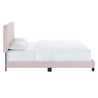 Modway - Celine Chenal Touffé Performance Velvet Lit de plateforme King, Rose-Poutre centrale renforcée avec jambes de soutien