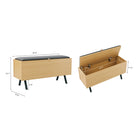 Manhattan Comfort - Banc de rangement d’appoint moderne Paloma 91 cm en tissu effet lin, chêne naturel-Comprend un banc à plateau relevable conçu pour un rangement supplémentaire à l’intérieur