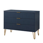 Manhattan Comfort - Dumbo table de chevet moderne, commode et commode haute 5 tiroirs - bleu minuit - ensemble de 3-Assemblage « Snap It » Comprend des rainures internes de haute qualité pour un assemblage simple, sans outils requis