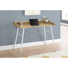 Monarch Specialties - 7534 Bureau 48 po L - Naturel/Metal Blanc-La base en métal dans une finition blanche comprend des pattes métalliques effilées et inclinées et des barres de soutien en forme de X à l'arrière qui offrent une stabilité