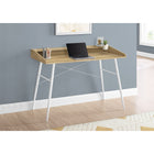 Monarch Specialties - 7534 Bureau 48 po L - Naturel/Metal Blanc-La base en métal dans une finition blanche comprend des pattes métalliques effilées et inclinées et des barres de soutien en forme de X à l'arrière qui offrent une stabilité