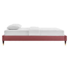 Modway - Harlow Performance Velvet Cadre de lit à plateforme King, Rose poussiéreuse-Velours de performance résistant aux taches