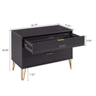 Manhattan Comfort - Dumbo table de chevet moderne, commode et commode haute 5 tiroirs - noir - ensemble de 3-Poignées de tiroir horizontales glamour en métal avec finition dorée