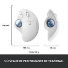 Logitech ERGO M575 - Souris sans fil à boule de commande - Blanc cassé-Portée sans fil : Portée sans fil de 10 m (33 pi)
