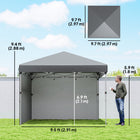 Outsunny - Tente auvent pliante 10 pi l x 10 pi L avec parois latérales amovibles et sac de transport - Gris foncé-Livrée avec un sac à roulettes pour un transport et un rangement faciles