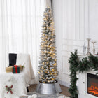 HOMCOM - Arbre de Noël artificiel floqué enneigé de 7 pieds avec lumières-Branches orientées vers le haut et vers le bas, créant une apparence d'arbre vivante 