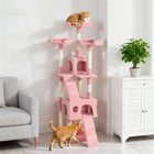PawHut - Arbre à chat 68 po, tour à chat grande taille à plusieurs niveaux, rose-Poteau fabriqué avec de la corde en sisal résistante à l'usure pour les besoins de griffage et de toilettage de votre chat 
