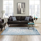 Modway - Chiara Treillis floraux vieillis contemporains Tapis de 5 pi l x 8 pi L - Bleu marocain et ivoire-Protéger les planchers de la circulation ou des meubles