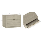 Manhattan Comfort - Ensemble de 2 tables de chevet modernes Evelyn 32" à 3 tiroirs - Naturel-Des bords lisses et arrondis ajoutent un charme moderne et améliorent la sécurité